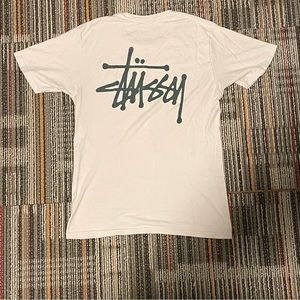 White and Green Stussy T-Shirt